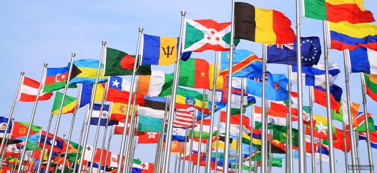 world cup flags flying at the event