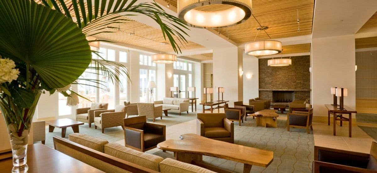 posh hotel lobby awaiting guests looking clean and neat