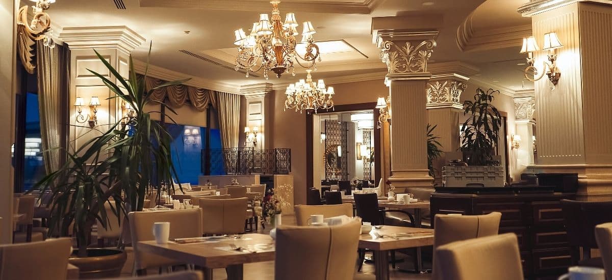 fine dining restaurant in an upscale hotel with luxury decoration
