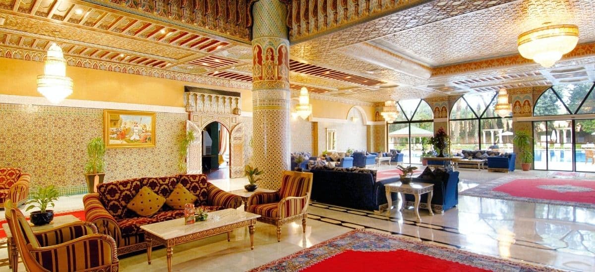 an opulent lobby in a 5 star hotel