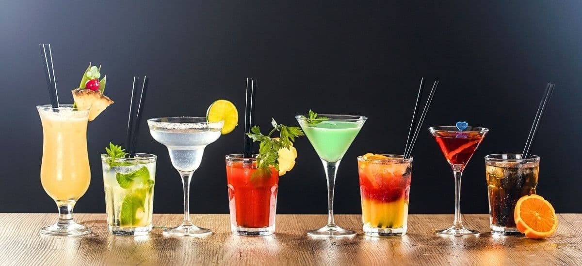a line of cocktails