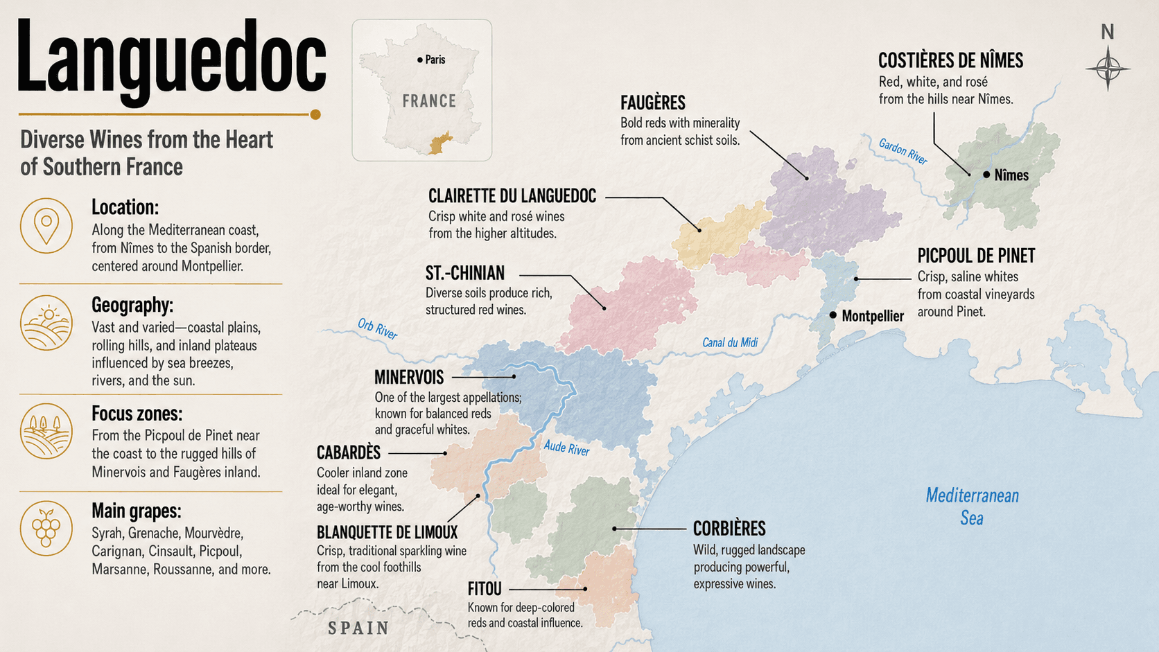 languedoc wine map of france