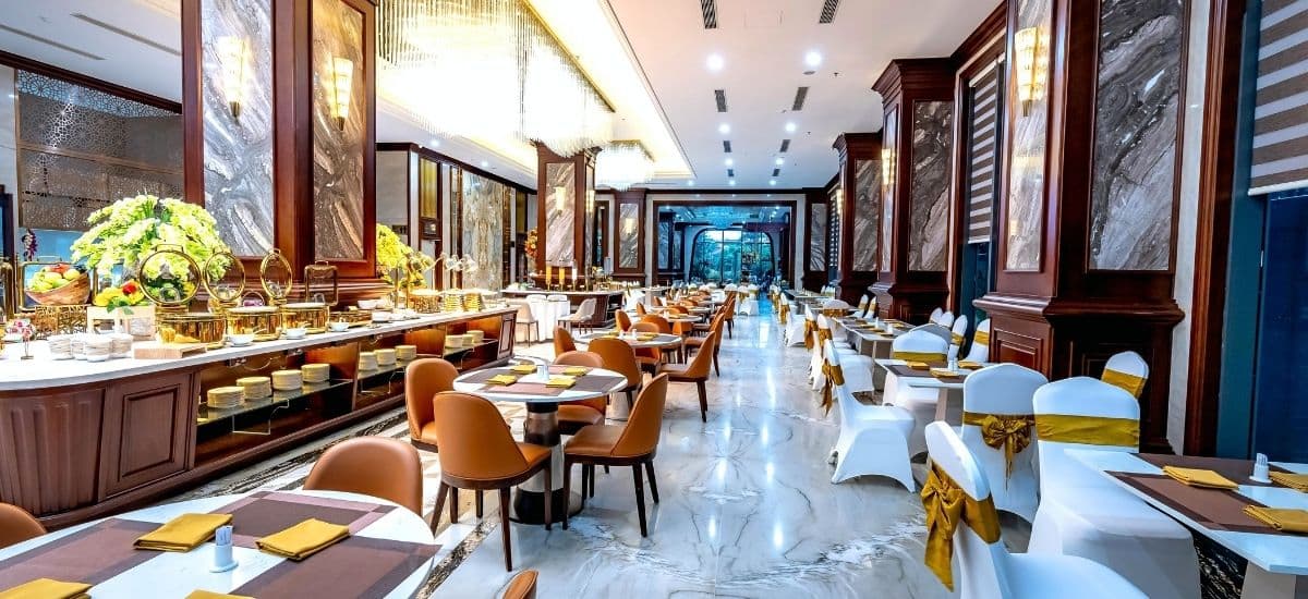 fine dining setting inside of a large resort