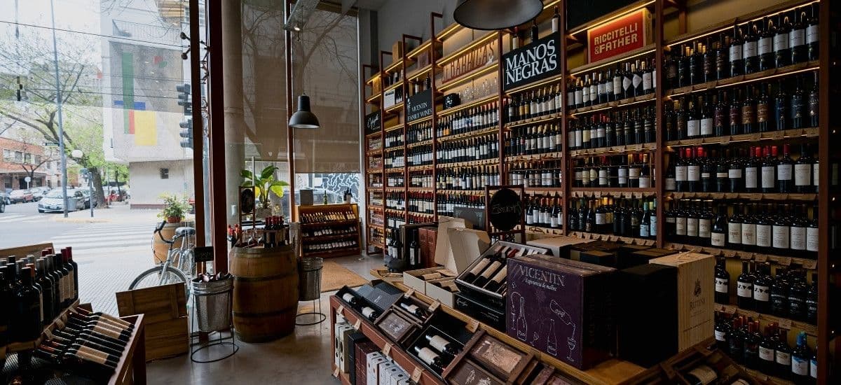 a wine shop with a selection of beverages