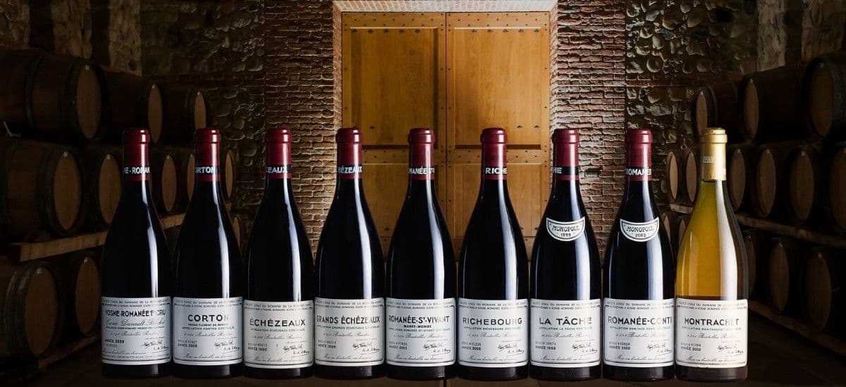 drc wine lineup wine bottles