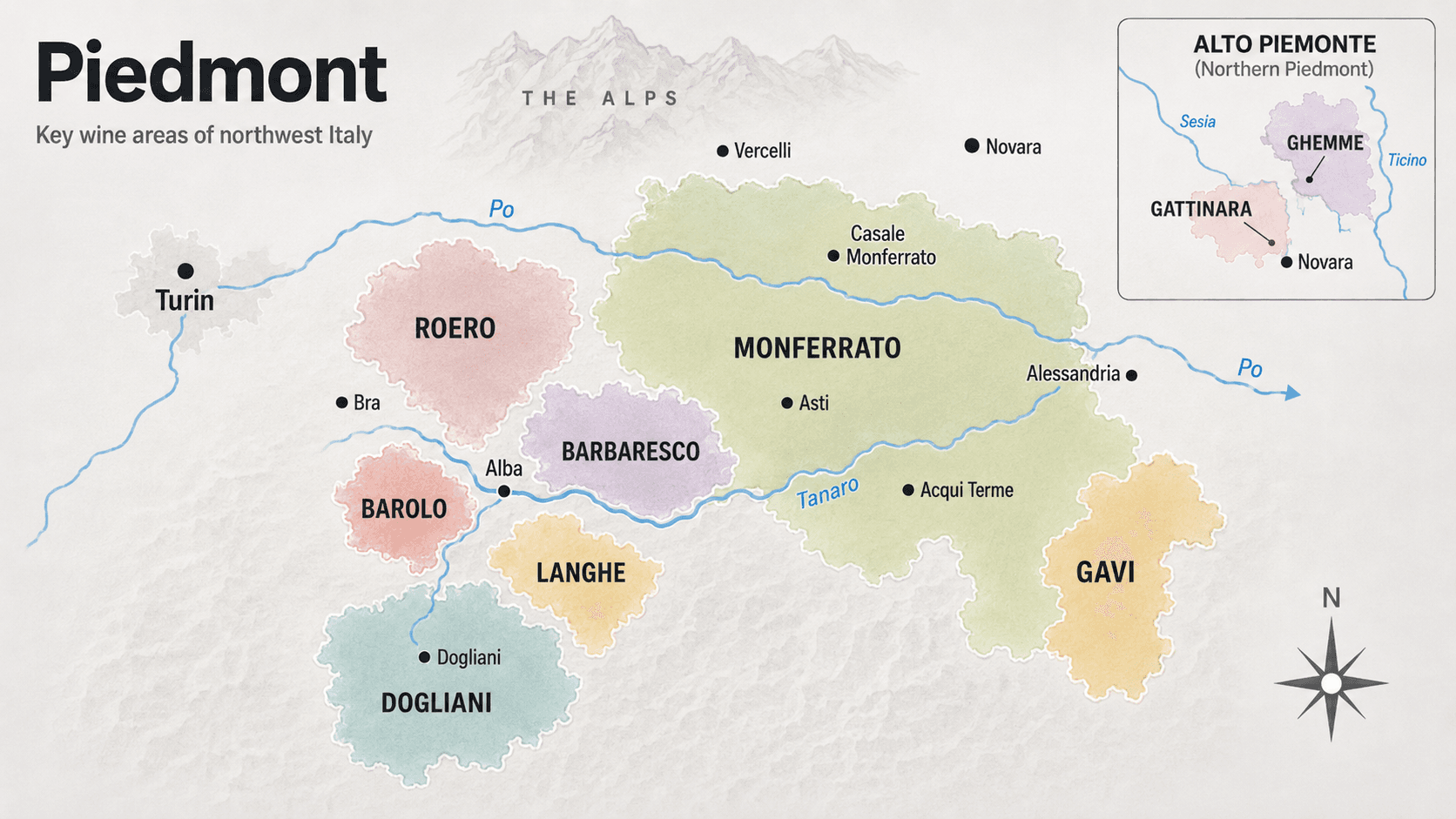 central piedmont in northern italy